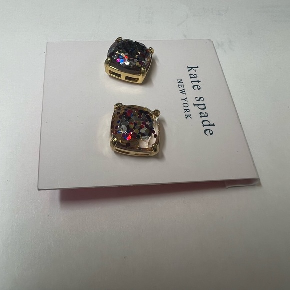New Kate Spade Glitter Crystal Square Stud Earrings - Picture 2 of 3